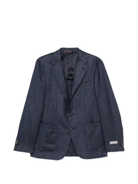 Canali herringbone-weave notched-lapel blazer Blue 24275CU05772