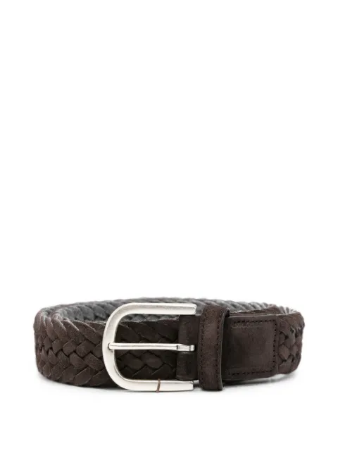 Canali woven leather buckle belt Brown 50CKB00535