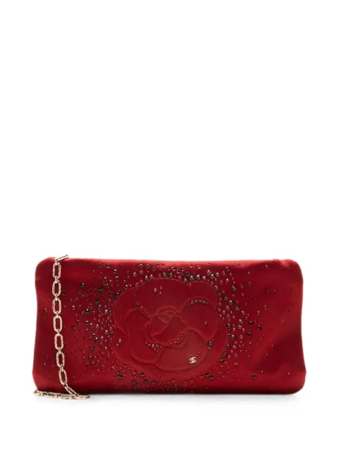 CHANEL Pre-Owned 2009-2010 Camellia crystal clutch bag Red 41087738773576