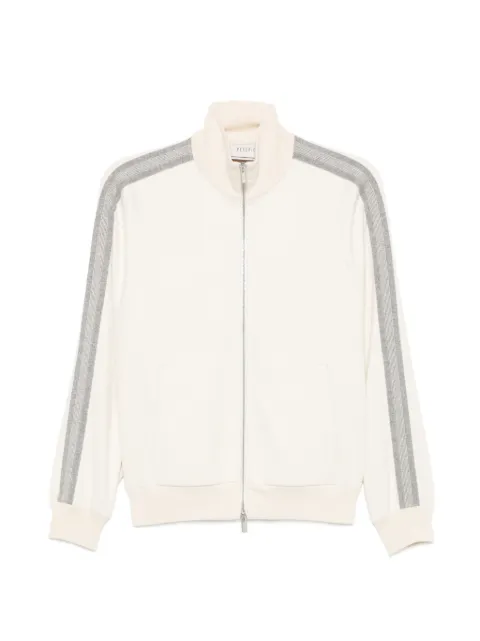 Peserico side-stripe zip-up sweatshirt Neutrals A12583J0C5033