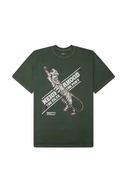 Neighborhood tiger-print T-shirt Green 252PCNHST17GRN