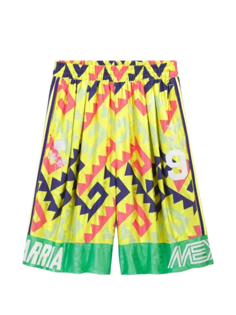 adidas x Willy Chavarria AOP goalkeeper geometric-print side-stripe shorts Yellow KU7804