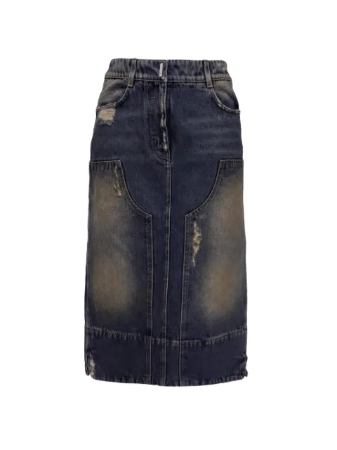 Givenchy Pre-Owned distressed patchwork skirt Blue RFCPUUSCL749586W