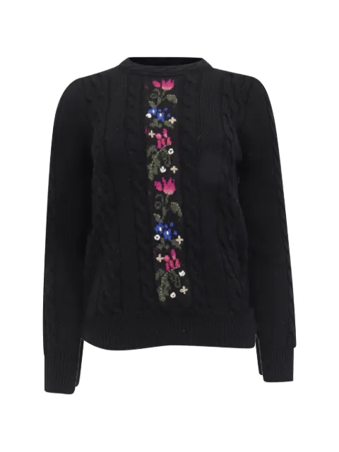 Saint Laurent Pre-Owned 2010s floral cable-knit sweater Black RFCPUUSCL749589W