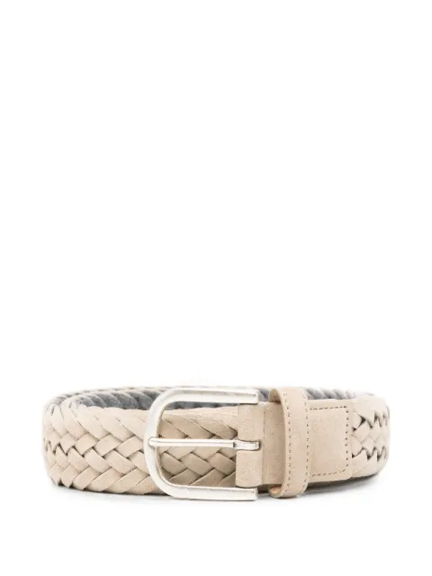 Canali braided leather buckle belt Neutrals 50CKB00535