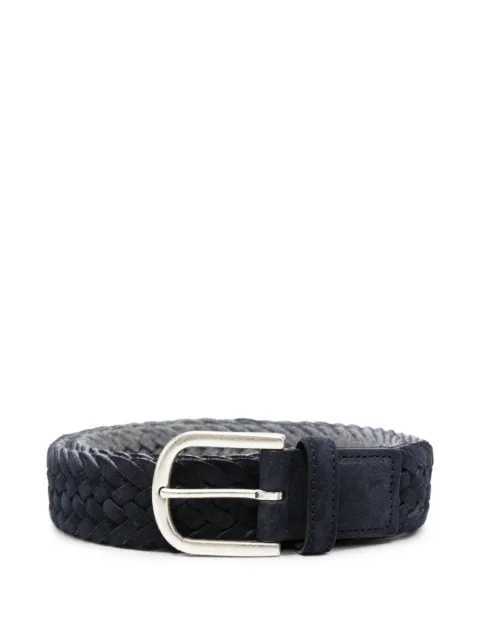 Canali braided leather buckle belt Blue 50CKB00535