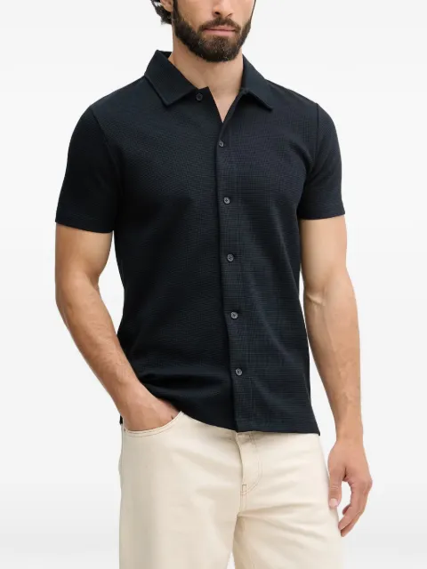 Lindbergh waffle-knit short-sleeve shirt Blue 30200209