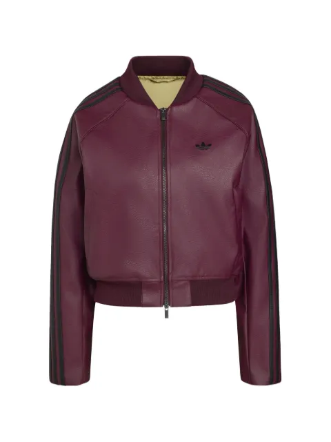 adidas logo-embroidered stripe-detail bomber jacket Purple KT0054