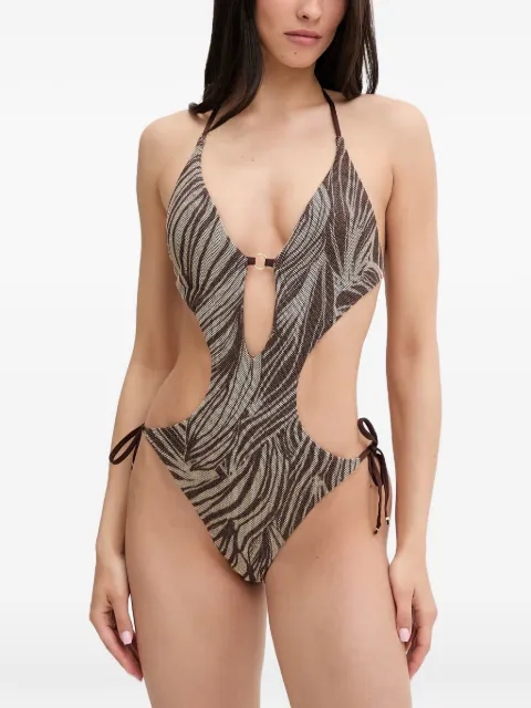 GUESS USA animal-print one-piece swimsuit Brown E6GJ22KF450