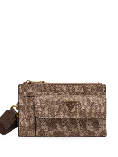 GUESS USA monogram-print logo-plaque belt bag Brown HMMILOP6391