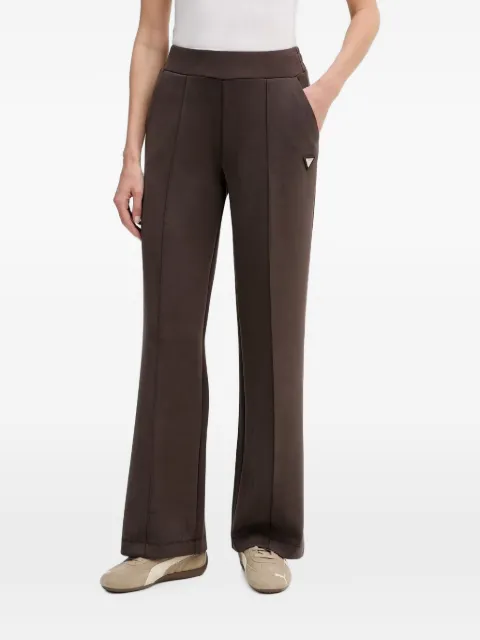 GUESS USA Olympe logo-plaque flared trousers Brown V6YB18K4315