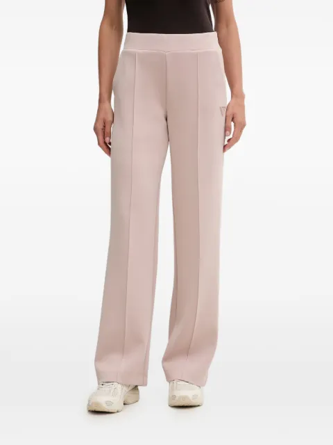 GUESS USA logo-plaque pintuck-detail track pants Pink V6YB18K4315