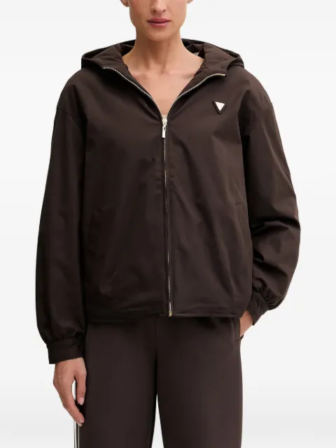 GUESS USA logo-plaque hooded jacket Brown V6YL11W2871