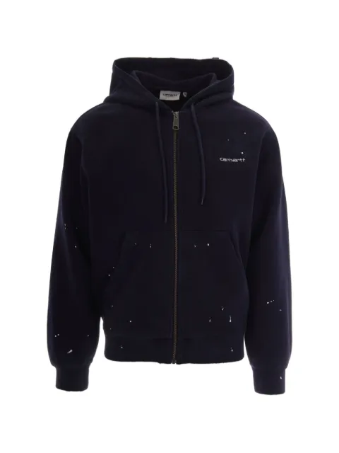 Carhartt WIP paint-splatter logo-embroidered hoodie Blue I036913