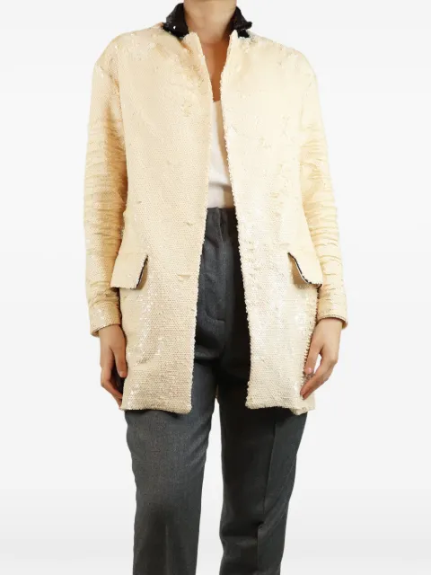 STEFANIA VAIDANI sequin-embellished single-breasted coat Neutrals CREAMSEQUINJACKET