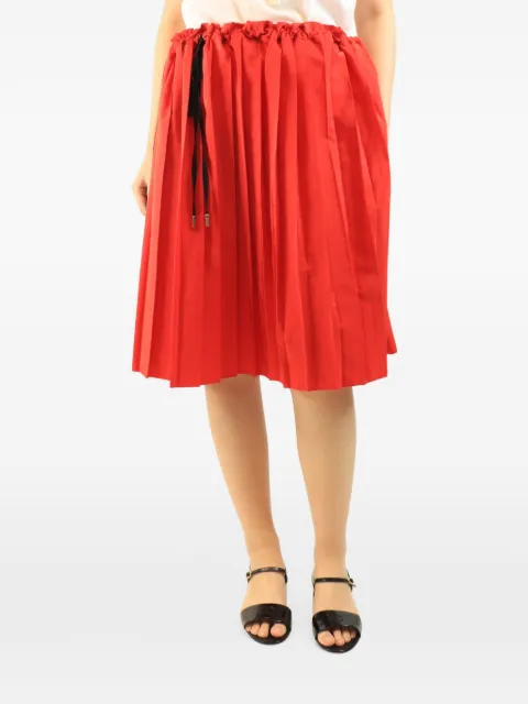 Victoria Beckham pleated drawstring midi skirt Red REDPLEATEDMIDISKIRT