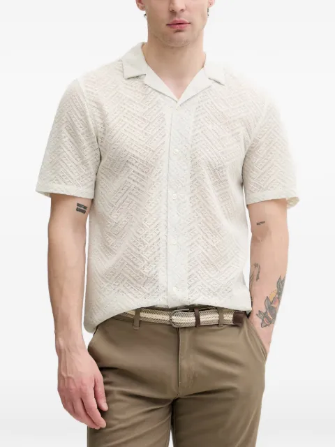 Lindbergh geometric-lace short-sleeve shirt Neutrals 30222109