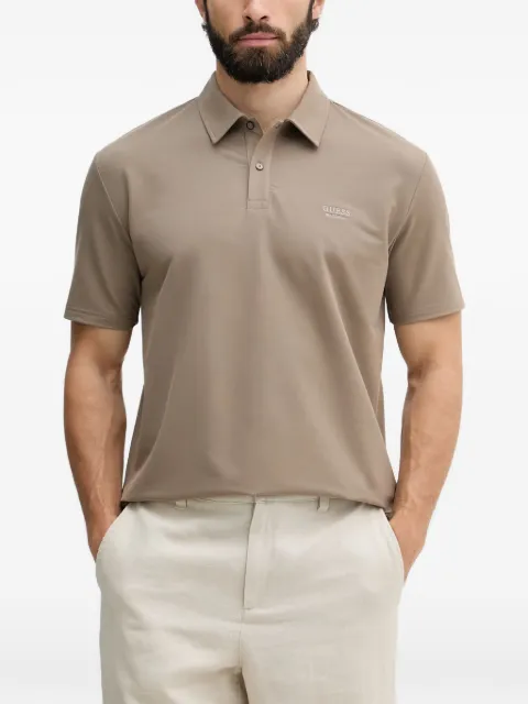 GUESS USA logo-embroidered short-sleeve polo shirt Neutrals M6YP20K4401