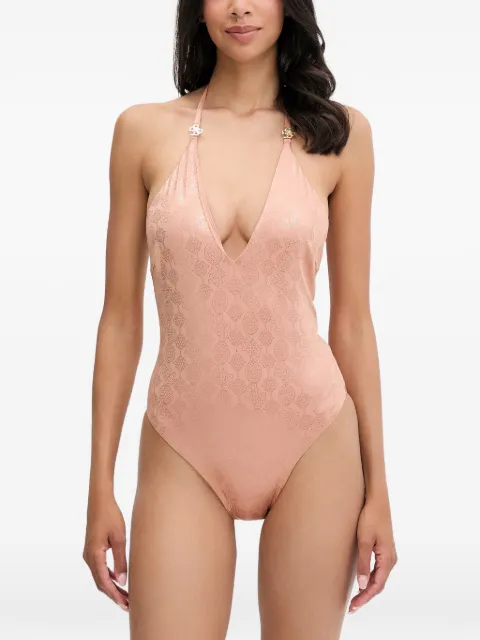 GUESS USA logo-print halterneck swimsuit Pink E6GJ29KF462