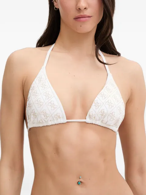 GUESS USA 4G logo triangle bikini top White E6GJ24KCUO2