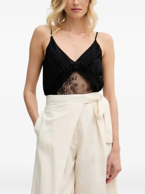 Sisley lace-panelled pleated camisole top Black 5D6HLH01U