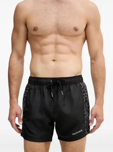 Trussardi logo-print drawstring-waist swim shorts Black TRU26MBS01