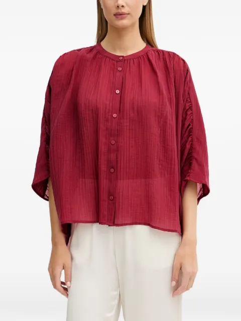 Sisley gathered-detail button-up blouse Red 5RBKLQ0B7
