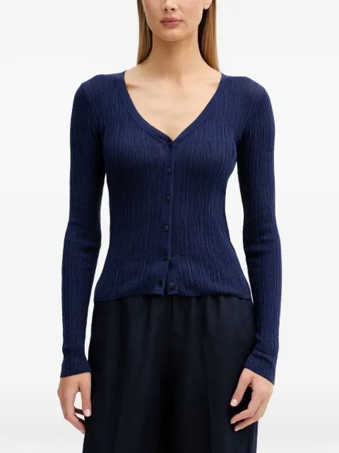 Sisley ribbed-knit long-sleeve cardigan Blue 1U3RL603S