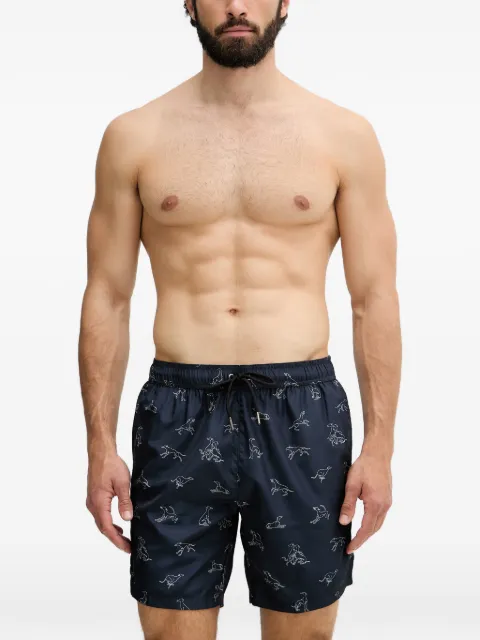 Trussardi greyhound-print drawstring swim shorts Blue TRU26MBM06