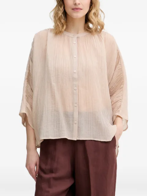Sisley crinkled-effect button-up blouse Neutrals 5RBKLQ0B7