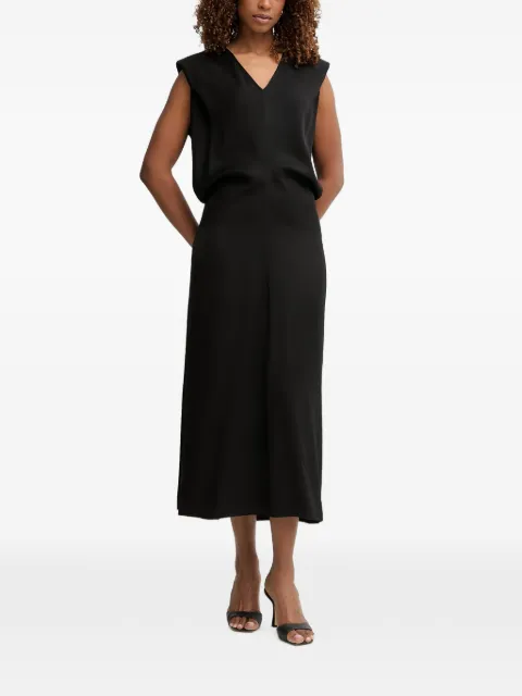 Trussardi padded-shoulder V-neck midi dress Black 7491A001815N033