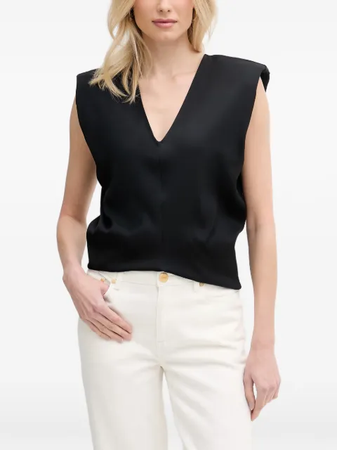 Trussardi padded-shoulder V-neck top Black D451A000393N033