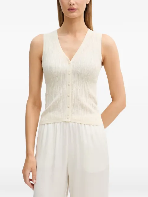 Sisley ribbed-knit V-neck vest White 1U3RL603U