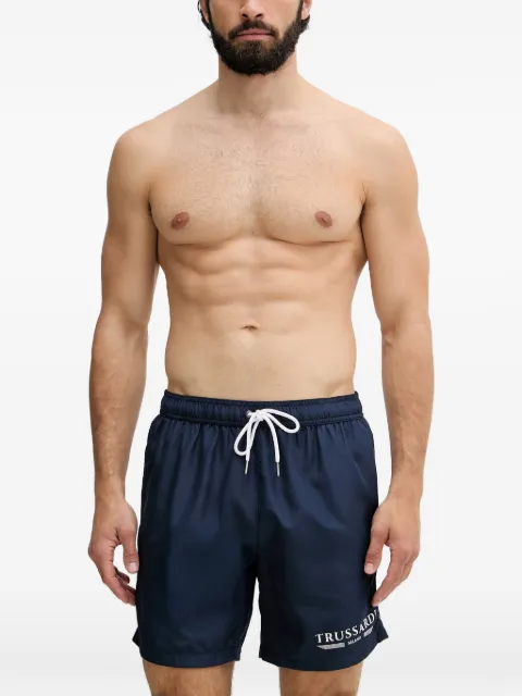 Trussardi logo-print drawstring swim shorts Blue TRU26MBM01