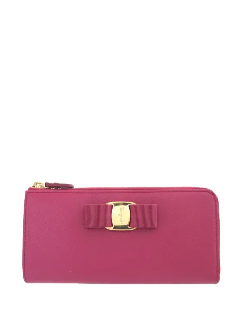Ferragamo Pre-Owned 2000-2026 Leather Vara Bow Zip Wallet long wallets Pink LJF9YDGC2M6AXDQQ