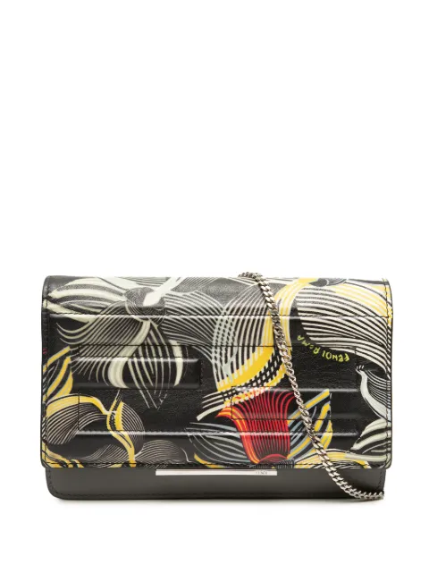 Fendi Pre-Owned 2010-2026 Zucca Embossed Calfskin Floral Tube Wallet on Chain crossbody bag Black CEITM5OFR56BOWS3