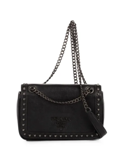 Prada Pre-Owned studded flap cross body bag Black 127