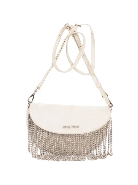 Miu Miu Pre-Owned crystal fringed cross body bag Neutrals NONE