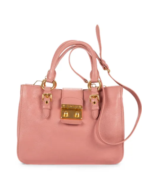 Miu Miu Pre-Owned Madras push-lock tote bag Pink 59