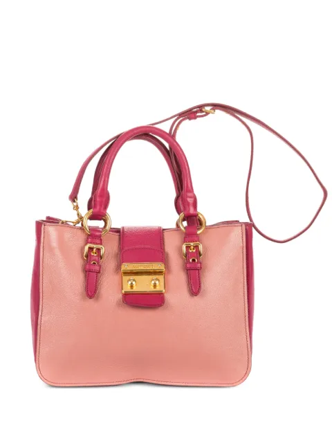 Miu Miu Pre-Owned Madras push-lock tote bag Pink 37
