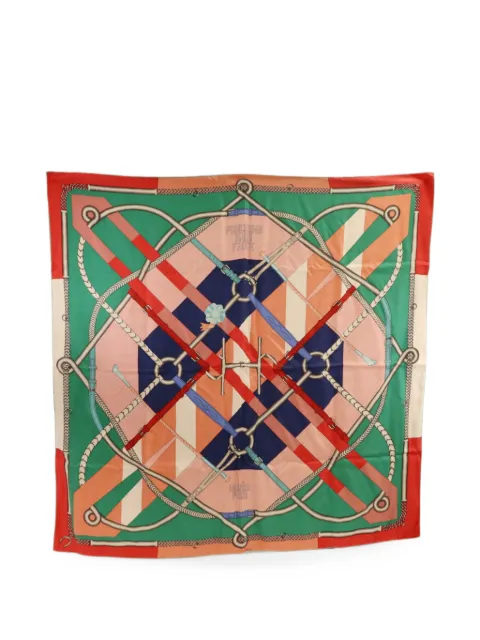 Hermès Pre-Owned grahic-print scarf Green SCARF90X90