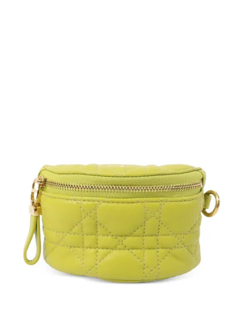 Christian Dior Pre-Owned Cannage leather wallet Yellow CAROHALFMOONCOINPURSE