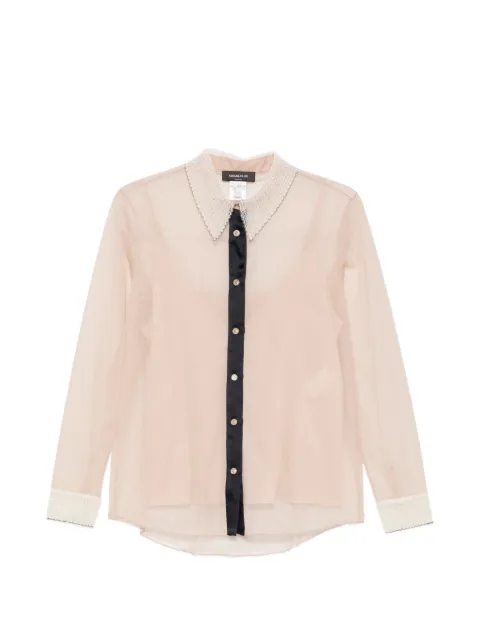 Fabiana Filippi sheer lace-collar blouse Neutrals CAD216F249M320