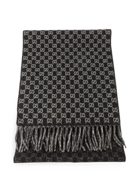 Gucci Pre-Owned GG monogram fringe scarf Black 852038