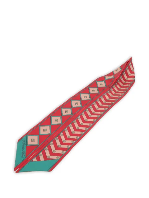 Hermès Pre-Owned Twilly dog-print silk scarf Pink TWILLY