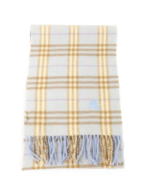 Burberry Pre-Owned check-pattern fringed scarf Blue SCARF