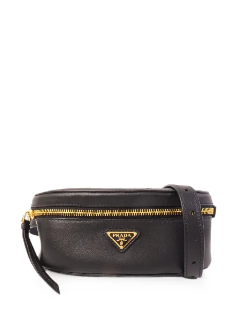 Prada Pre-Owned triangle-logo leather belt bag Black WAISTBAG