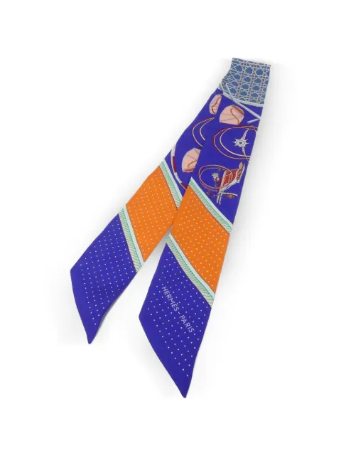 Hermès Pre-Owned Twilly silk scarf Blue TWILLY