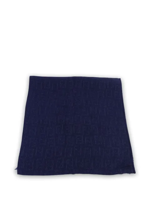 Fendi Pre-Owned Zucca-pattern fringed scarf Blue SCARF