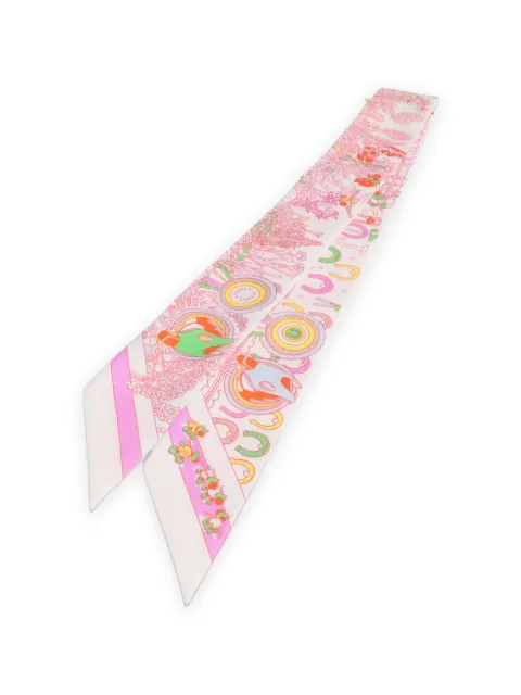 Hermès Pre-Owned Pony Pit Stop Twilly scarf White TWILLY